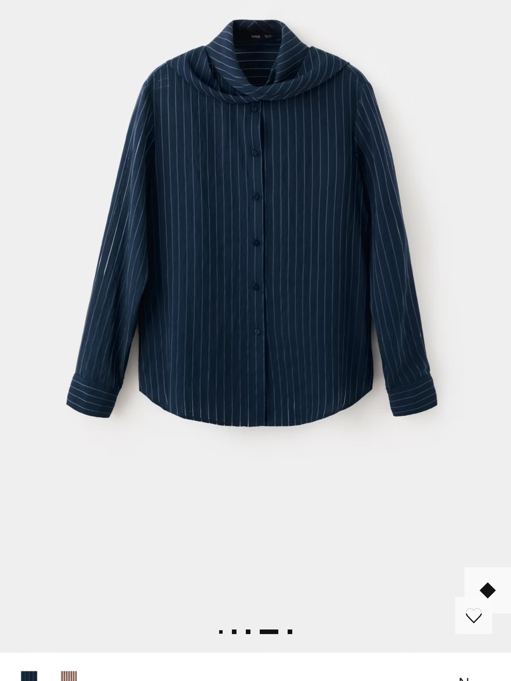 NWT Mango Striped blouse with tie neck collar